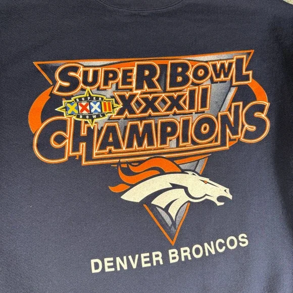 Vintage 90s Denver Broncos Sweatshirt Size XL Super Bowl XXXII Champions Tultex - Picture 2 of 7